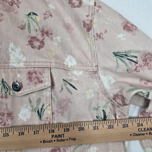 Lane Bryant Denim Jacket Sz 16 Pink Floral 100% Cotton Pockets Boho Cottagecore - Picture 13 of 15